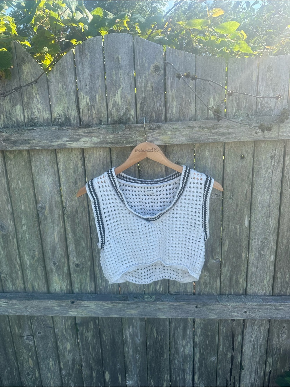 Cotton On White Crochet Sleeveless Crop Top with Black Trim